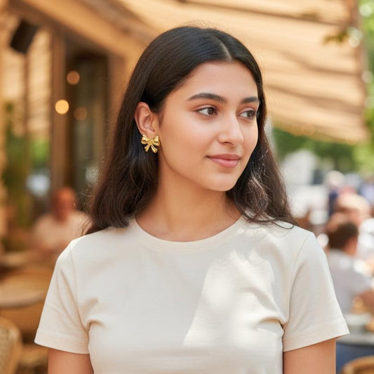 Classic Golden Bow Stud Earrings