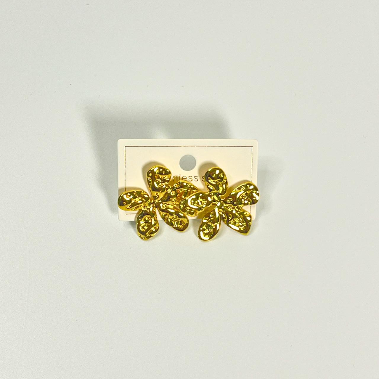 Abstract Gold Bloom Stud Earrings