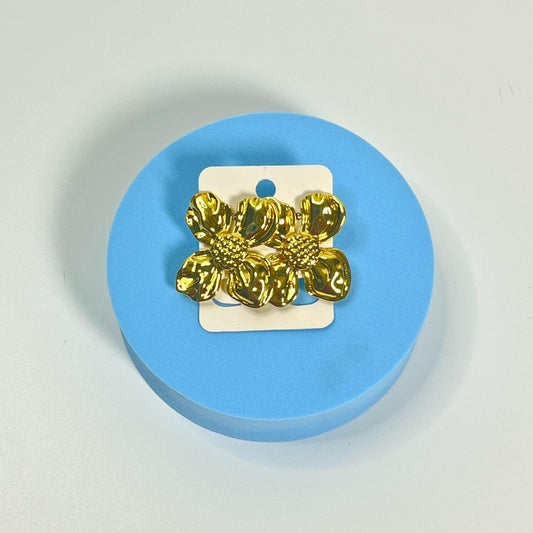Golden Bloom Floral Statement Stud Earrings