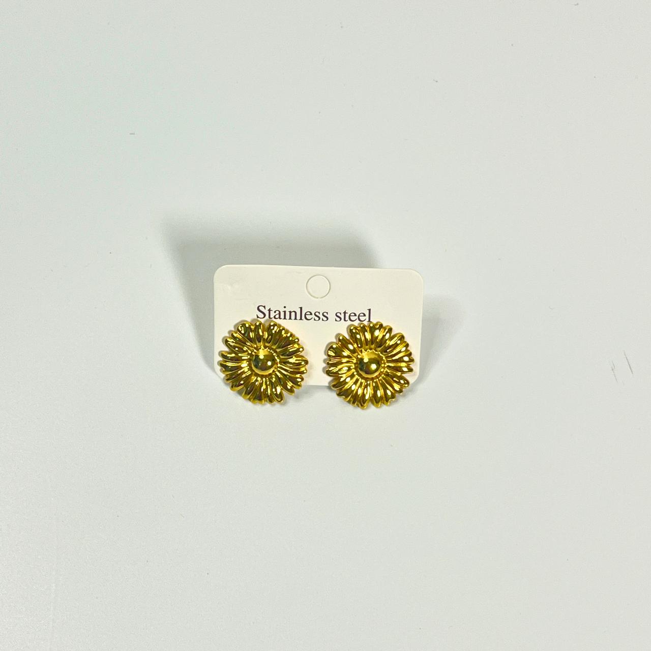 Golden Sunflower Stud Earrings