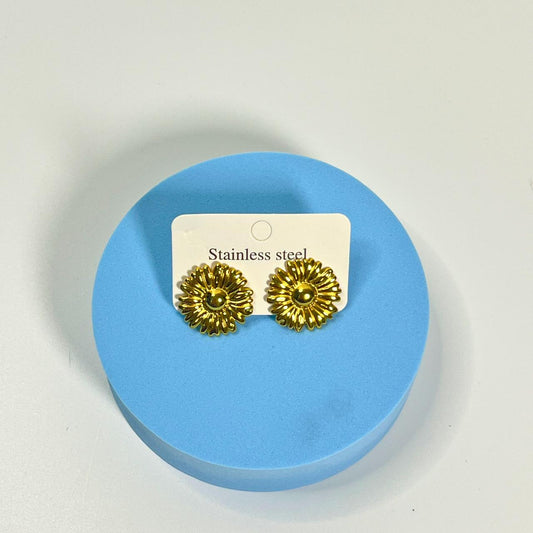 Golden Sunflower Stud Earrings