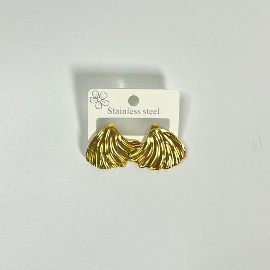 Gold Shell Fan Stud Earrings – Stainless Steel