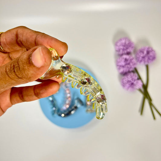 Transparent Crystal Hair Banana Clip- Medium