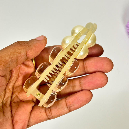 Pearl Heart Hair Banana Clip