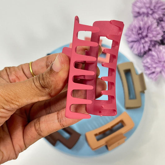 Matte Finish Rectangle Hair Claw - Medium