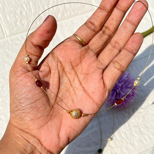 Minimal Gold Bead Invisible Chain Necklace