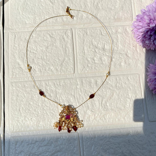 Pearl & Beads Invisible Necklace (Meroon)