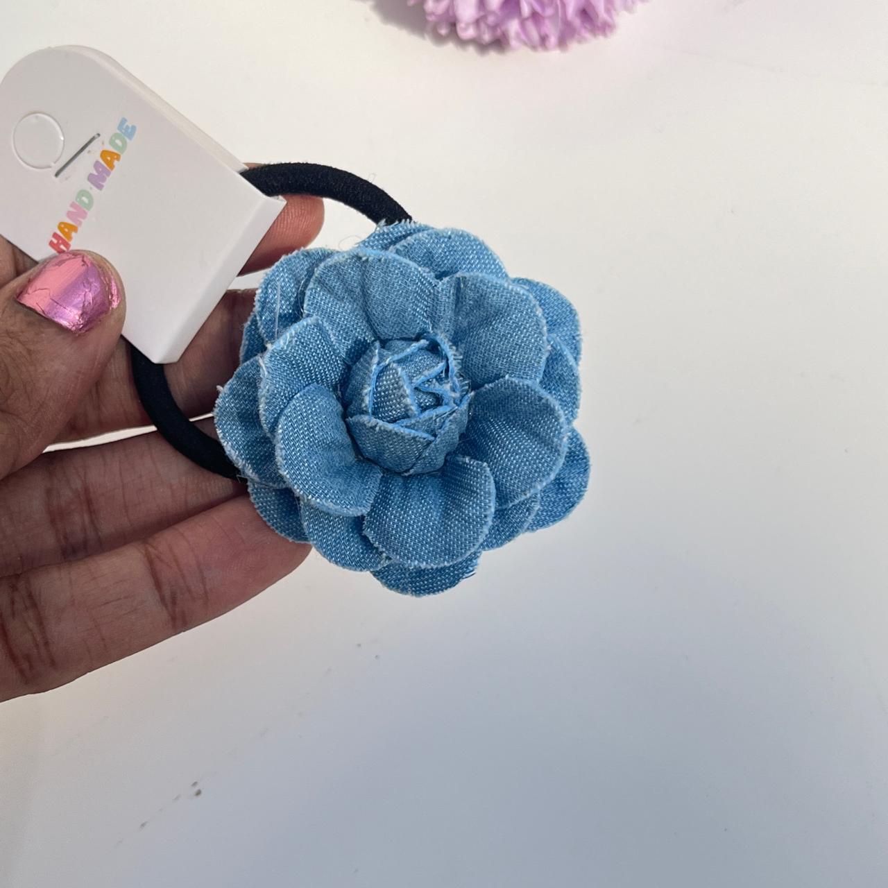 Denim Flower Elastic Hair Tie (Pack of 1)