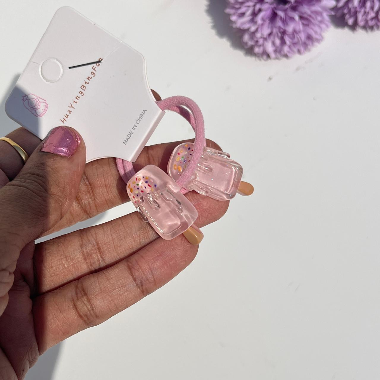 Mini Popsicle Charm Elastic Hair Ties (Set of 2)