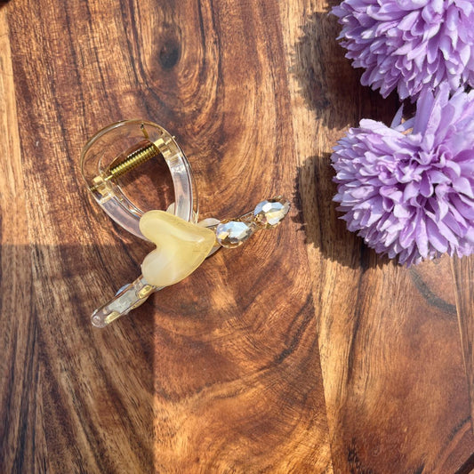 Crystal Heart Luxe Claw Clips - Medium