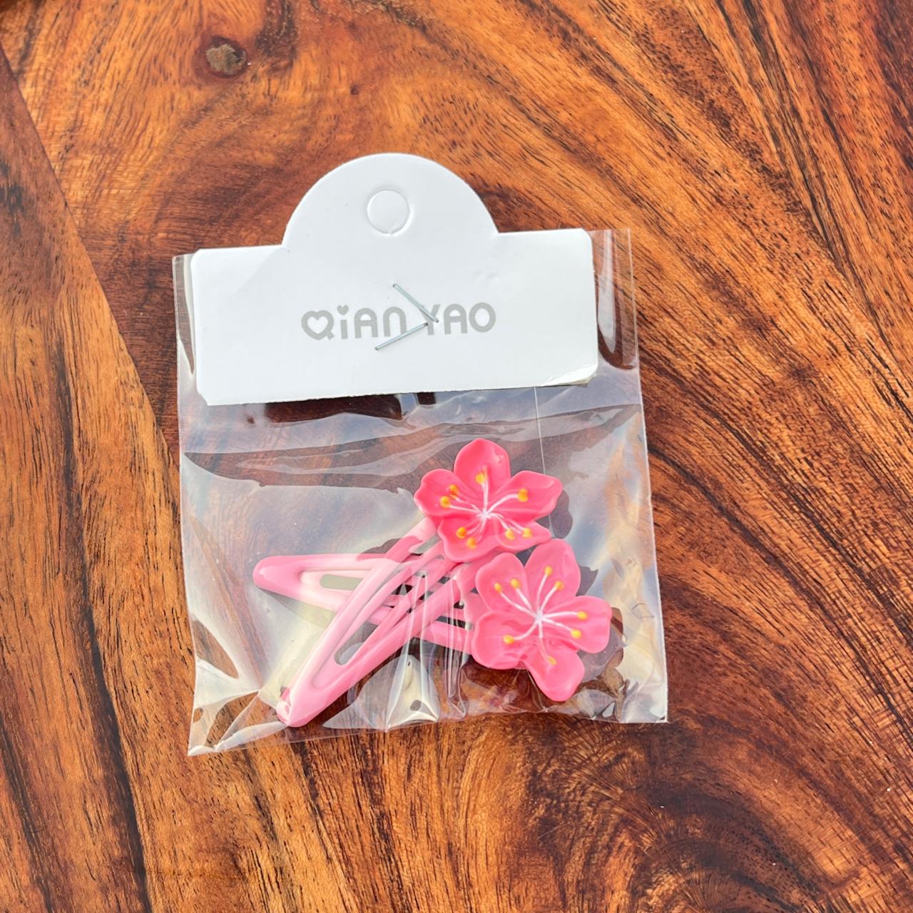 Cherry Blossom Flower Snap Hair Clips Set - Set of 2