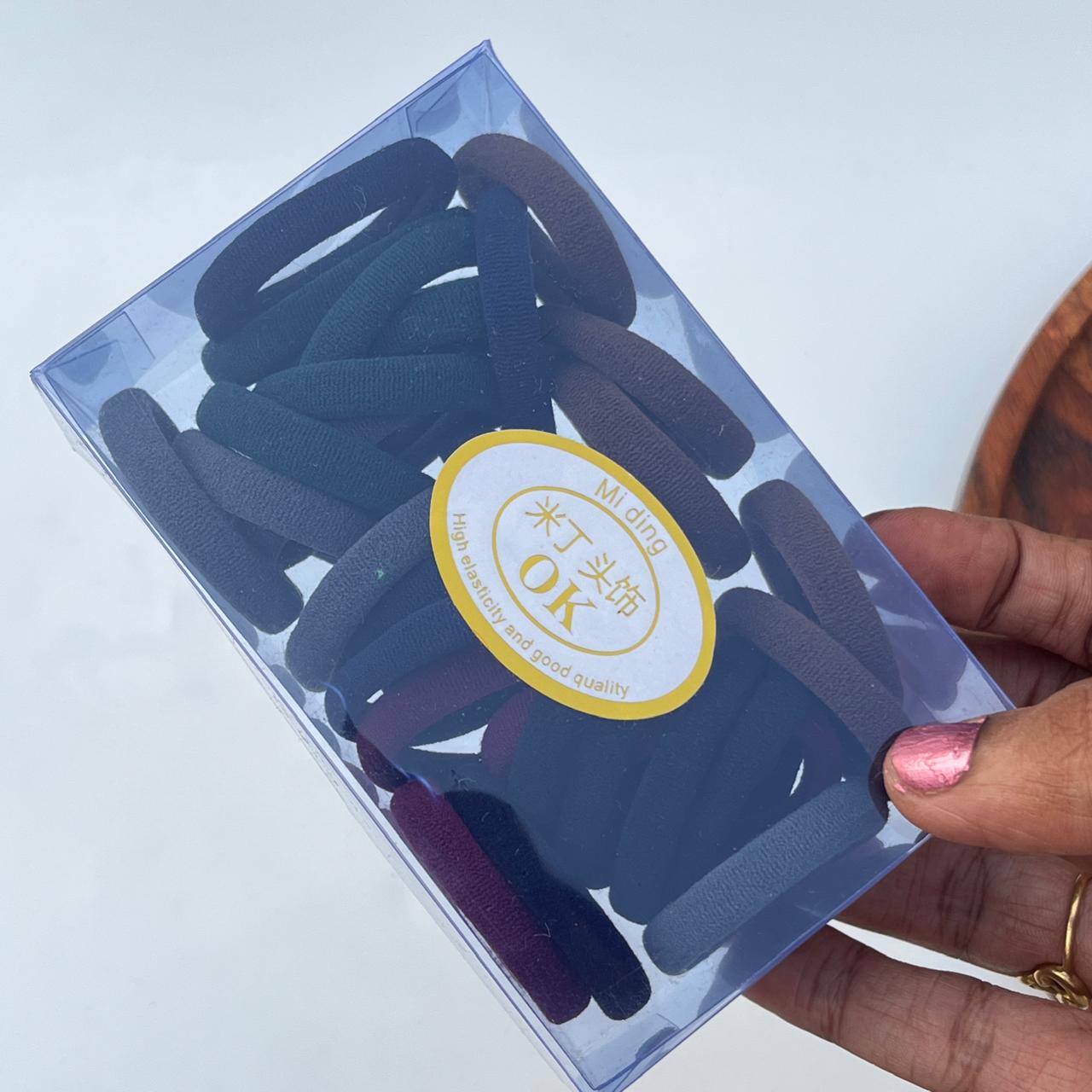 Soft Seamless Hair Rubber Bands Set in Organizer Box