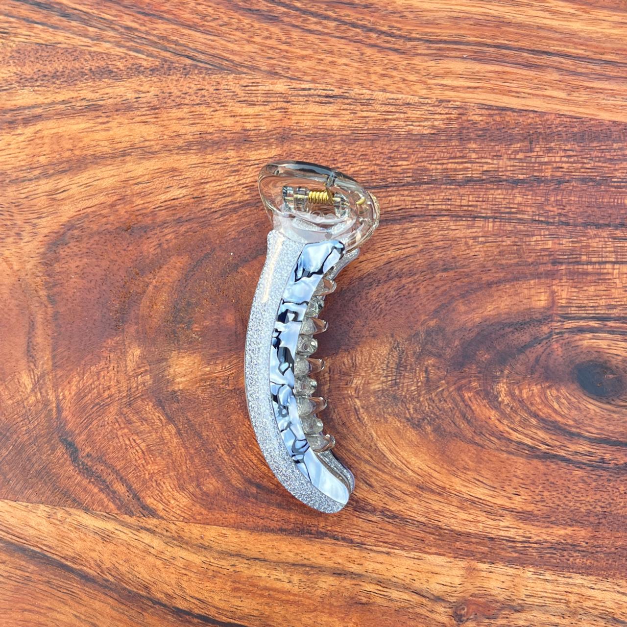 Boefini Marble Shimmer Curve Banana Hair Clip