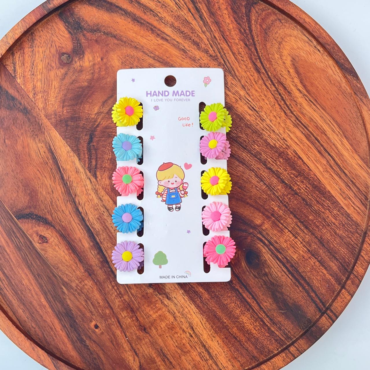 Colorful Daisy Hair Clips Set - Pack of 10
