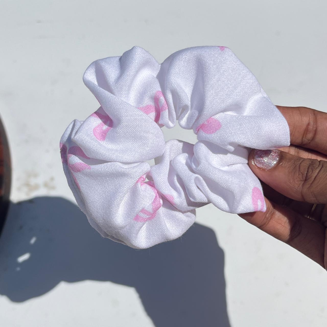 Blush Bow Soft Fabric Scrunchie