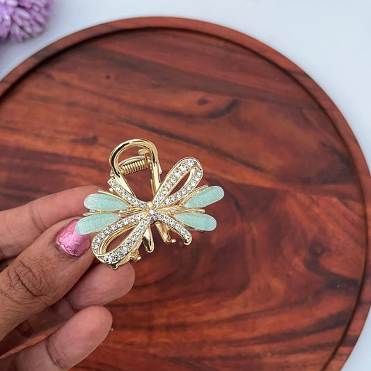 Crystal Bow Luxe Claw Clip - Medium 5cm