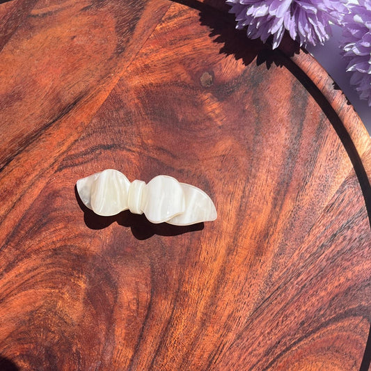 Marble Wave Bow Barrette - Small 6.5cm