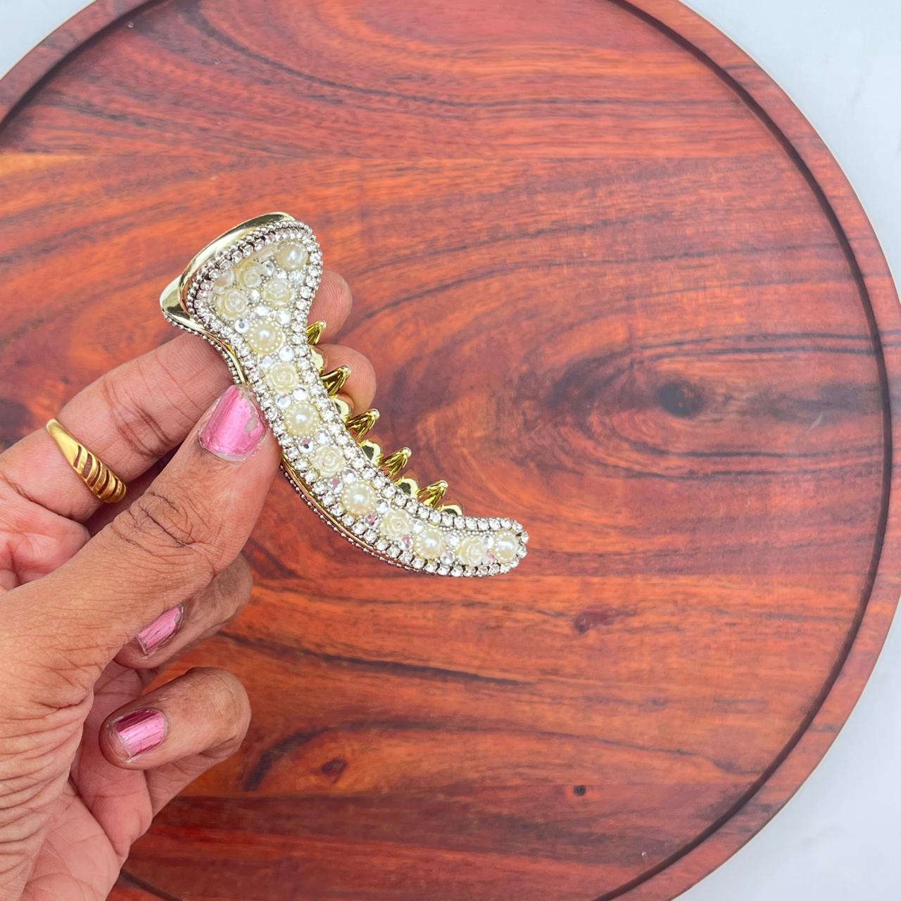 Pearl & Crystal Luxe Banana Clip Collection- Medium 8cm