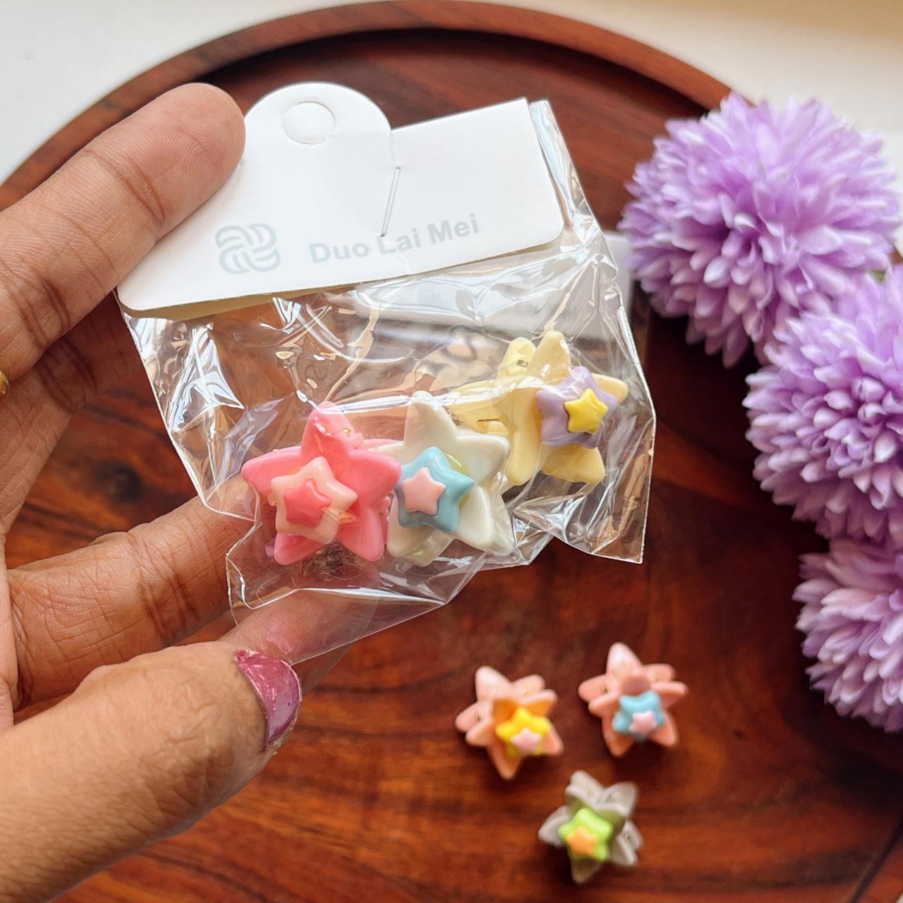 Twinkle Star Mini Hair Clip Set– Pack of 3 (Assorted colors)