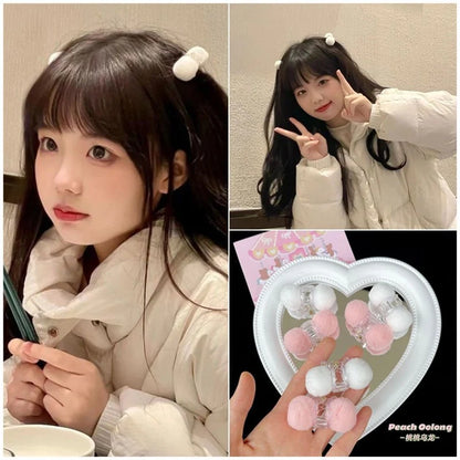 Cute Plush Ball Hair Clips – Set of 2