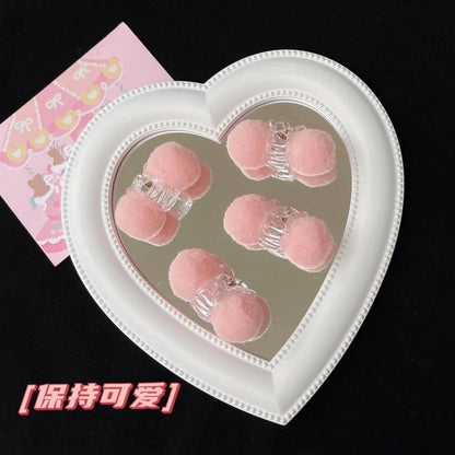 Cute Plush Ball Hair Clips – Set of 2
