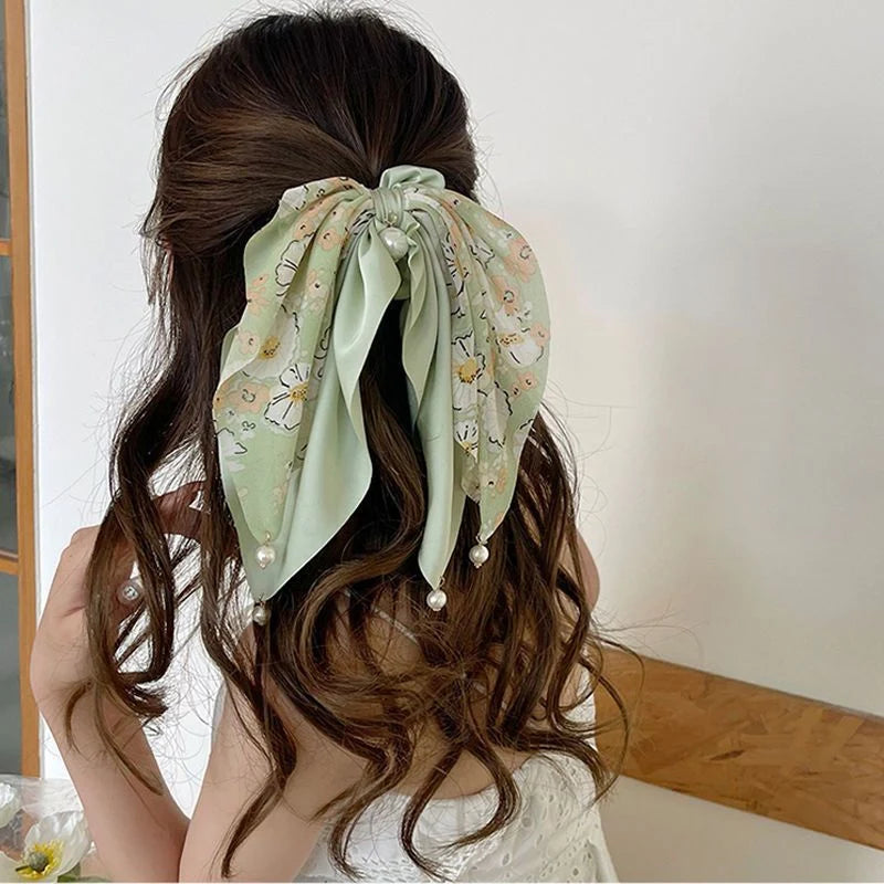 Floral Pearl Scrunchie Scarf – Pack of 1