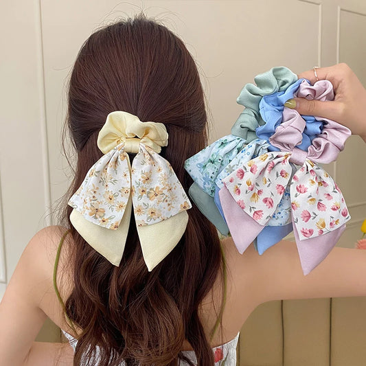 Floral Bow Scarf Scrunchies - Pack of 1