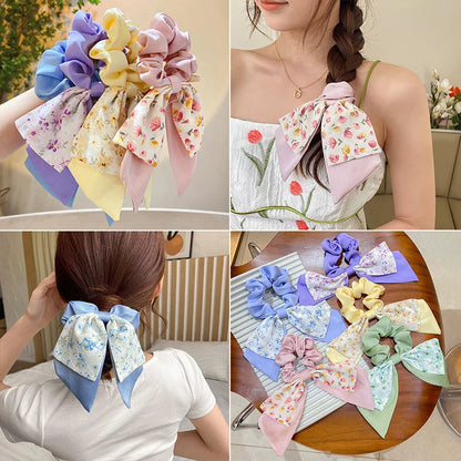 Floral Bow Scarf Scrunchies - Pack of 1