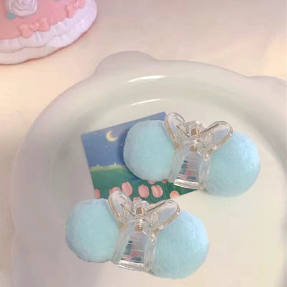 Cute Plush Ball Hair Clips – Set of 2