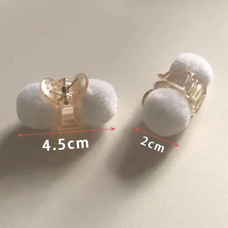 Cute Plush Ball Hair Clips – Set of 2