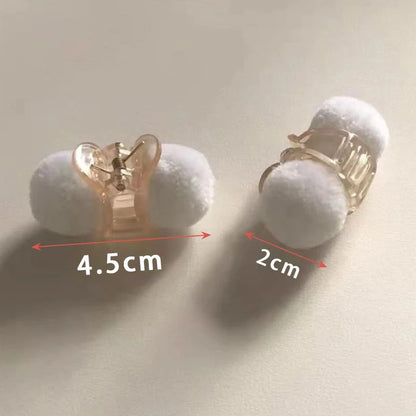 Cute Plush Ball Hair Clips – Set of 2