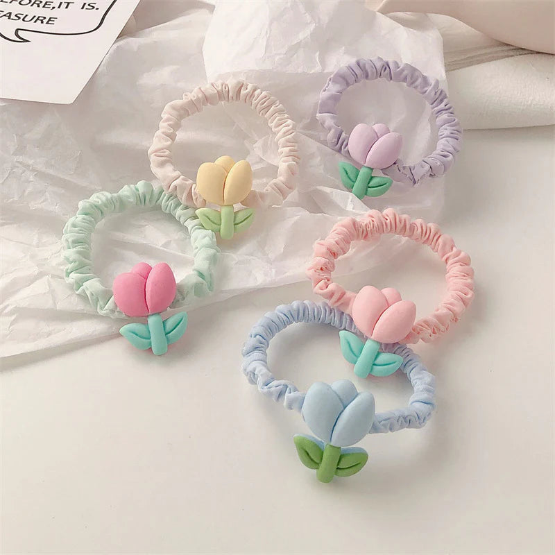 Pastel Tulip Scrunchie Hair Tie-  Pack of 1