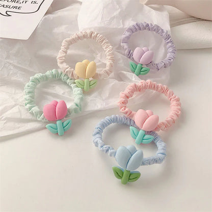 Pastel Tulip Scrunchie Hair Tie-  Pack of 1