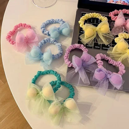 Pastel Mesh Bow Hair Scrunchie-  Pack of 1