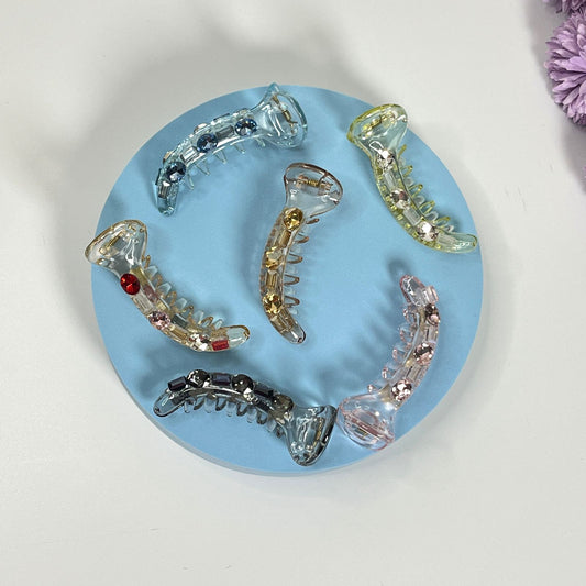 Transparent Crystal Hair Banana Clip- Medium