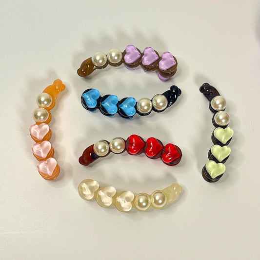 Pearl Heart Hair Banana Clip