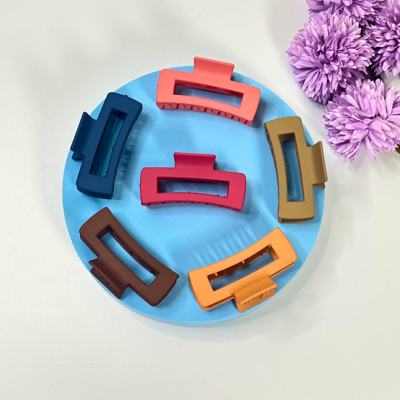 Matte Finish Rectangle Hair Claw - Medium