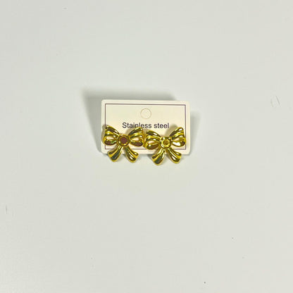 Classic Golden Bow Stud Earrings