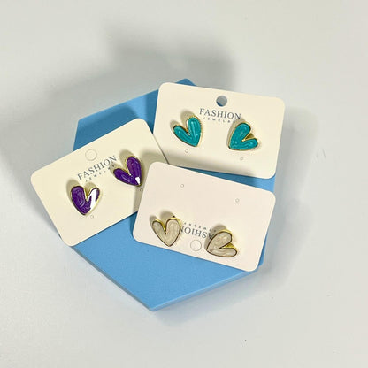 Glossy Heart Stud Earrings – Color Pop Edition