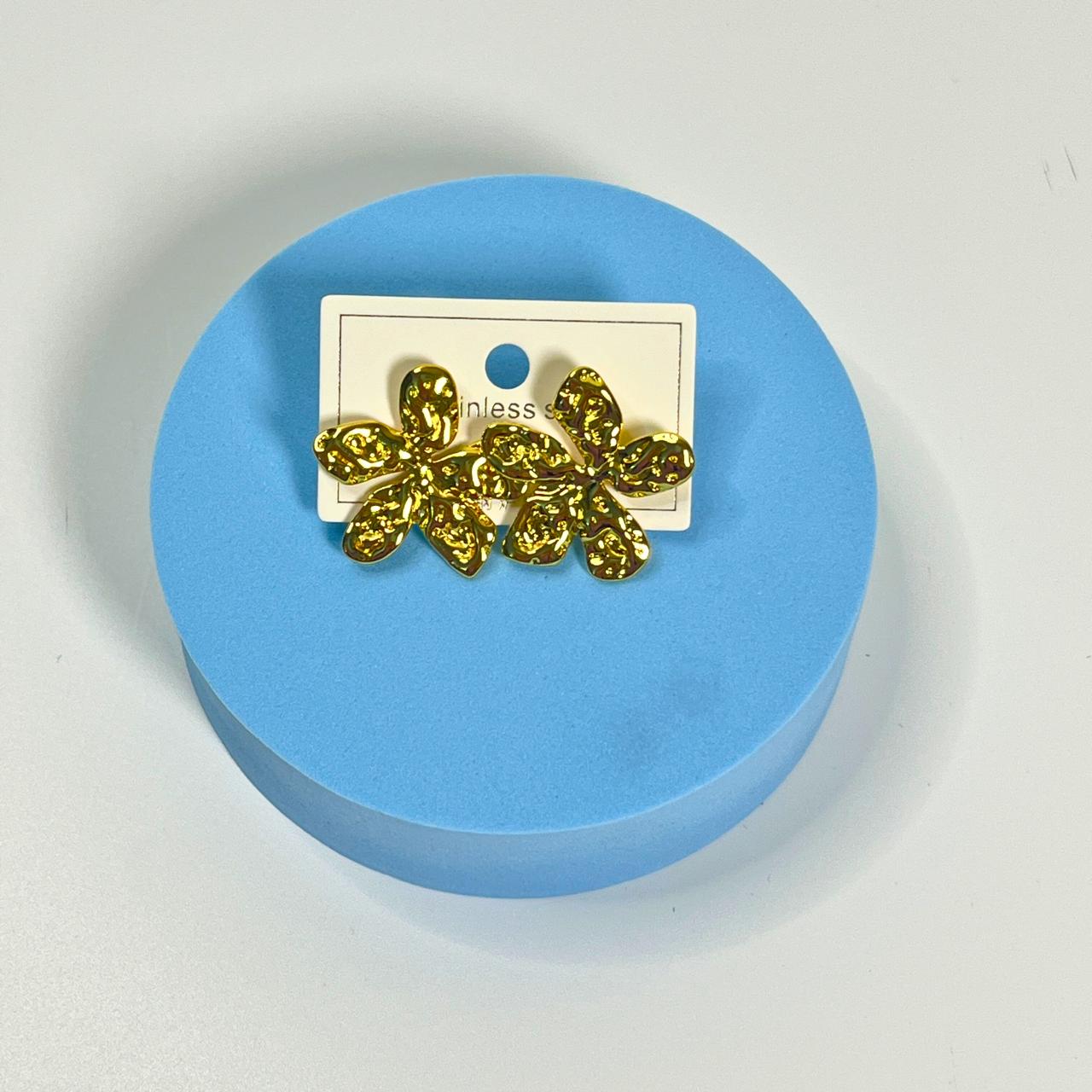 Abstract Gold Bloom Stud Earrings