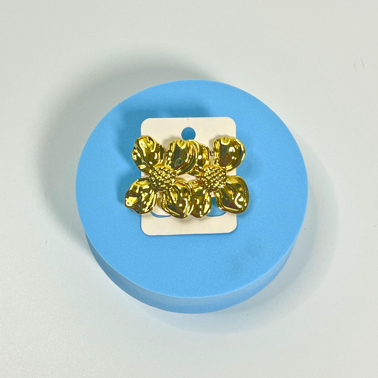 Golden Bloom Floral Statement Stud Earrings