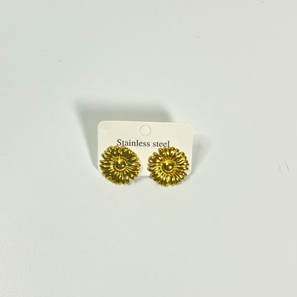 Golden Sunflower Stud Earrings