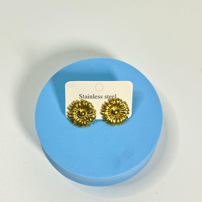 Golden Sunflower Stud Earrings