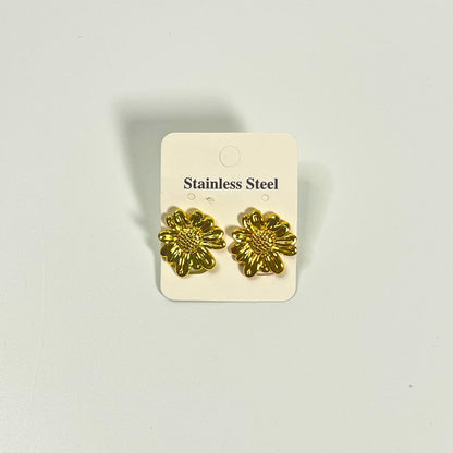 Golden Daisy Bloom Stud Earrings