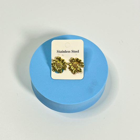 Golden Daisy Bloom Stud Earrings