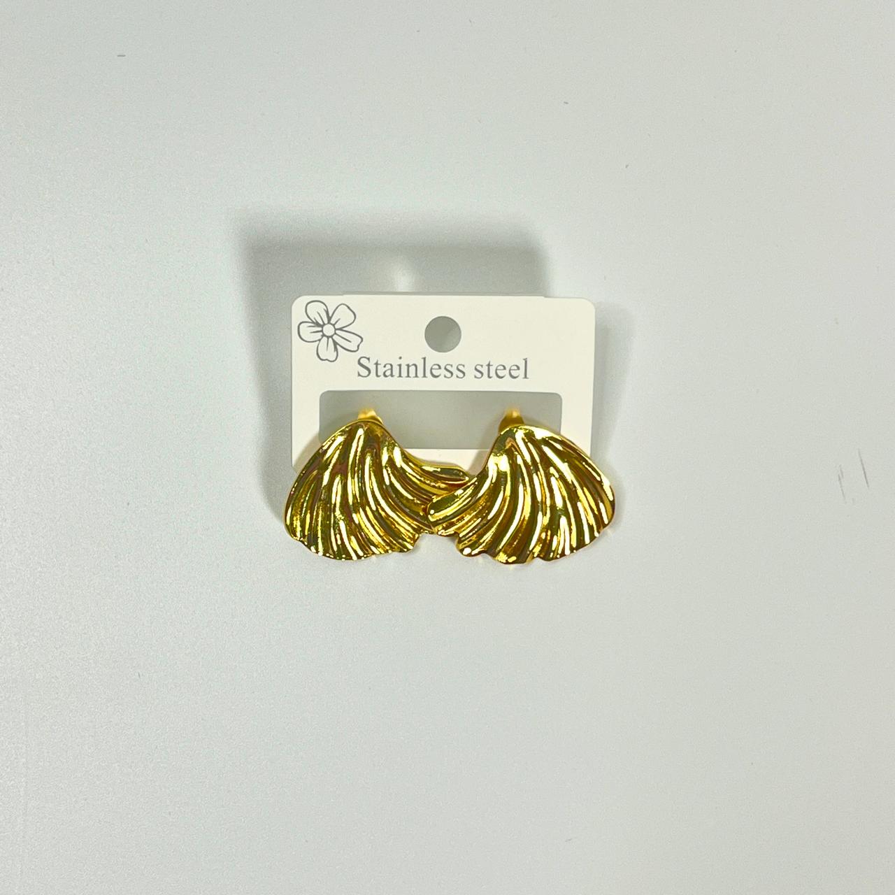 Gold Shell Fan Stud Earrings – Stainless Steel