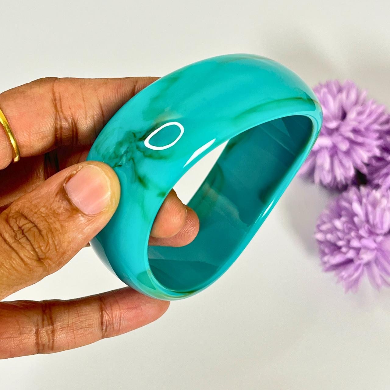 Ocean Teal Gloss Statement Bangle