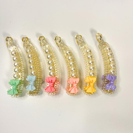 Pearl Bow Banana Hair Clip