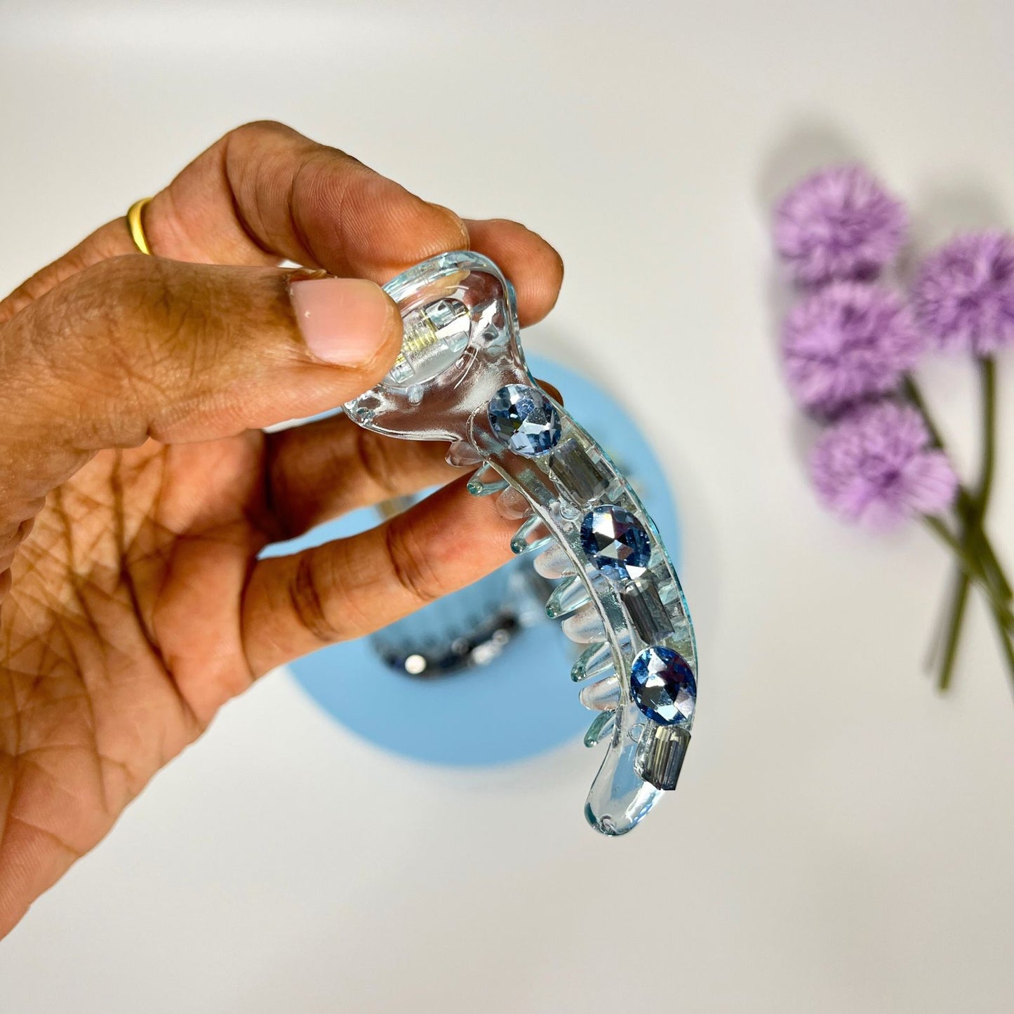 Transparent Crystal Hair Banana Clip- Medium