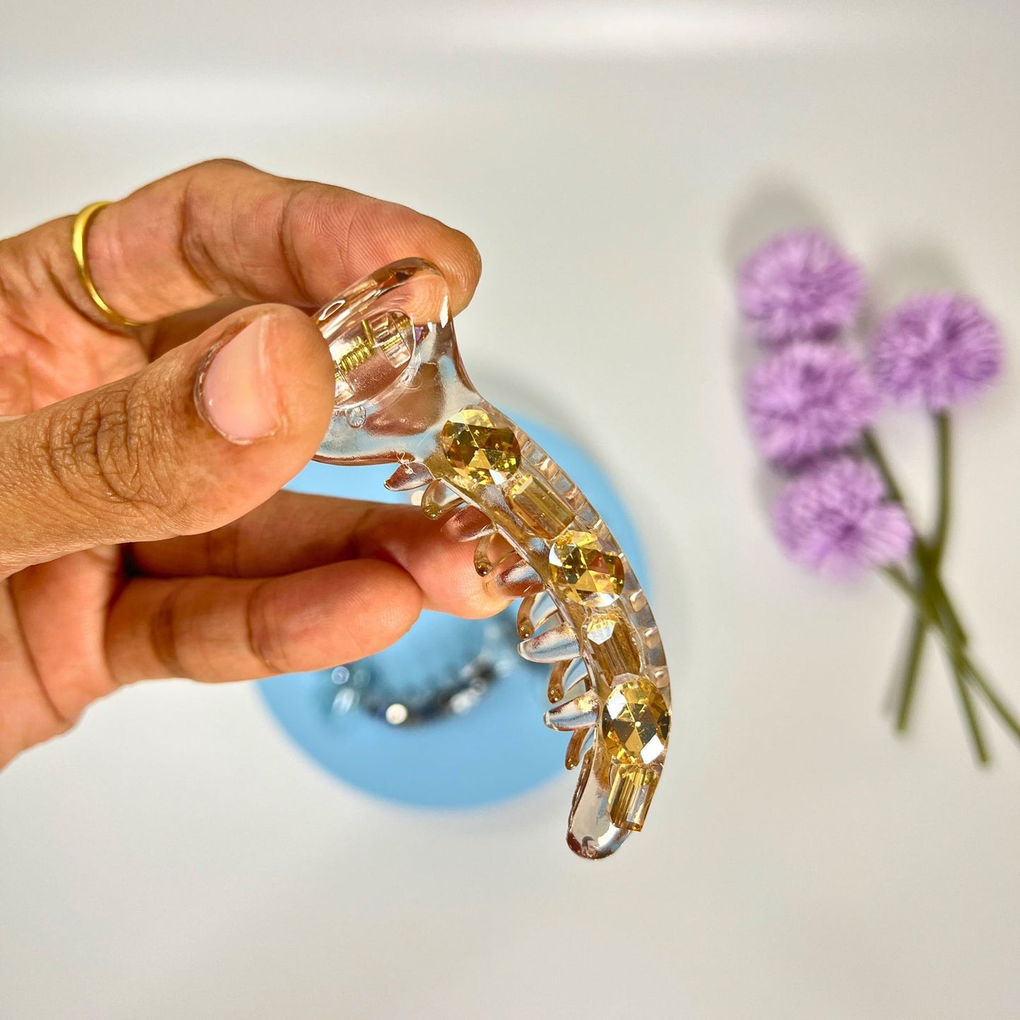 Transparent Crystal Hair Banana Clip- Medium